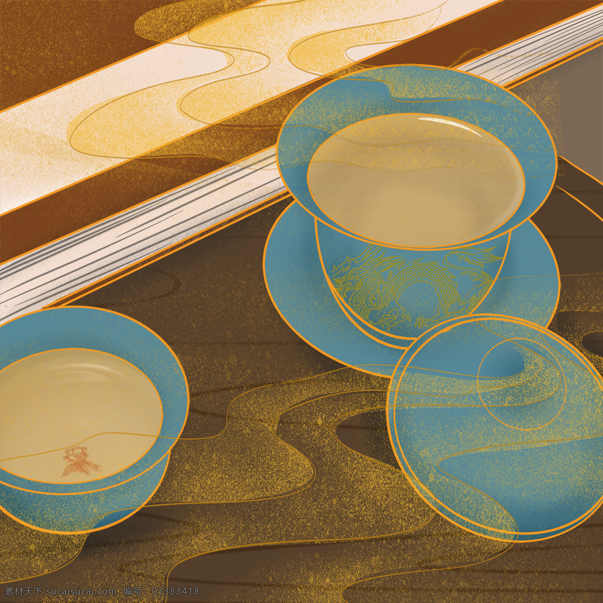 茶叶 意境 赏茶插画 系列插画 中国风 包装设计