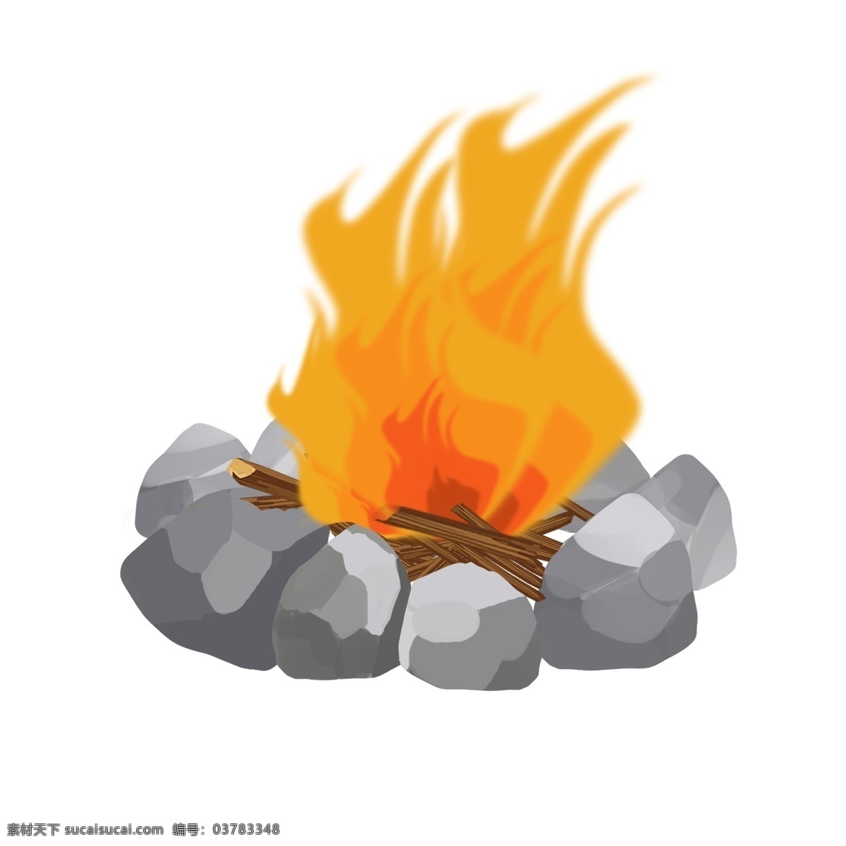 石头 柴火 堆 手绘 插画 手绘石头 干树枝 木头 火焰 灰色石头 卡通 挡风石头 木柴 柴火堆