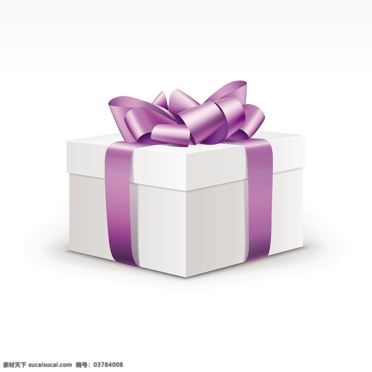 空白 紫色 缎带 礼品盒 包装 矢量 紫色缎带 白色礼品盒 超逼真 矢量礼品盒 文化艺术 节日庆祝