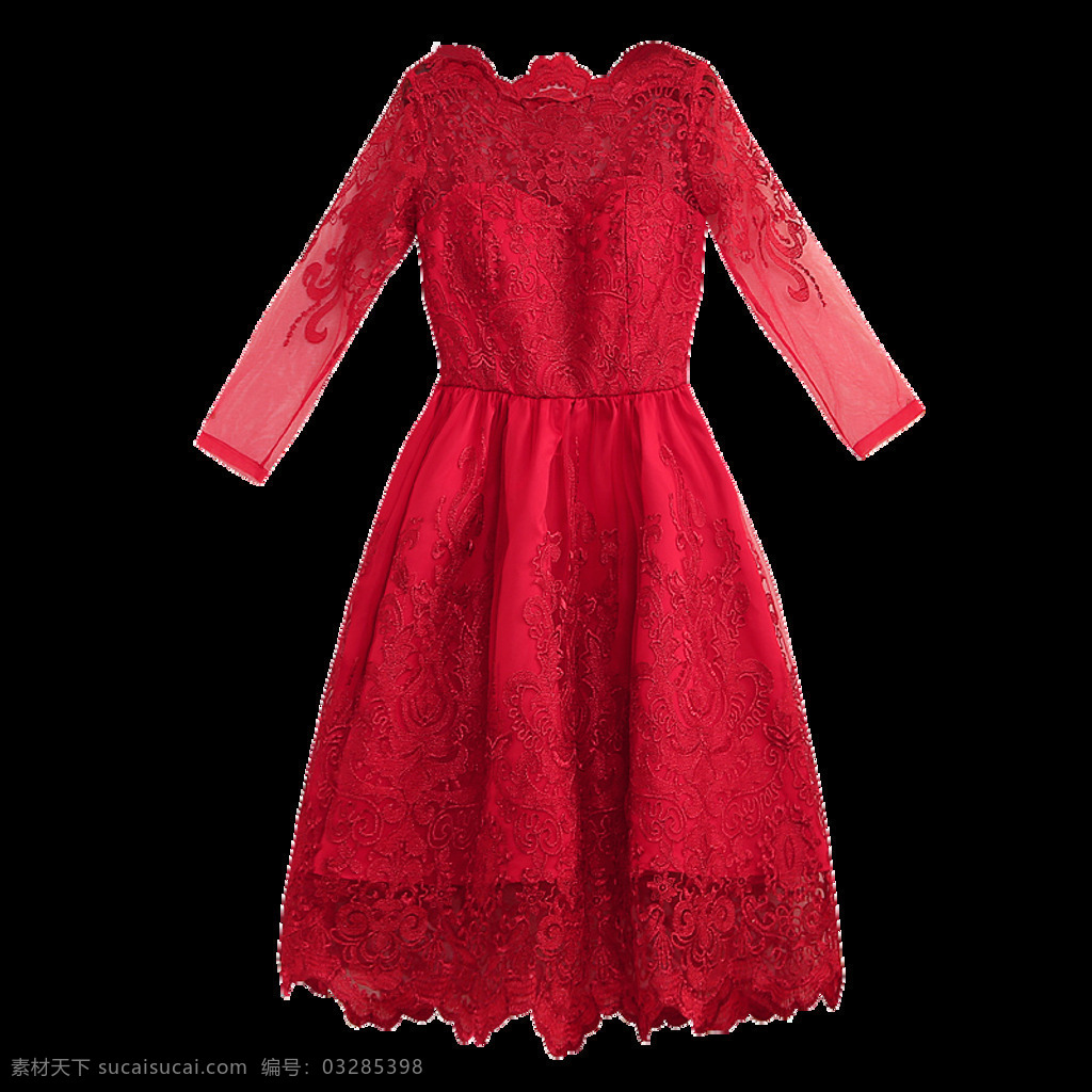红色 裙子 实物 元素 结婚 时尚 礼服 喜庆