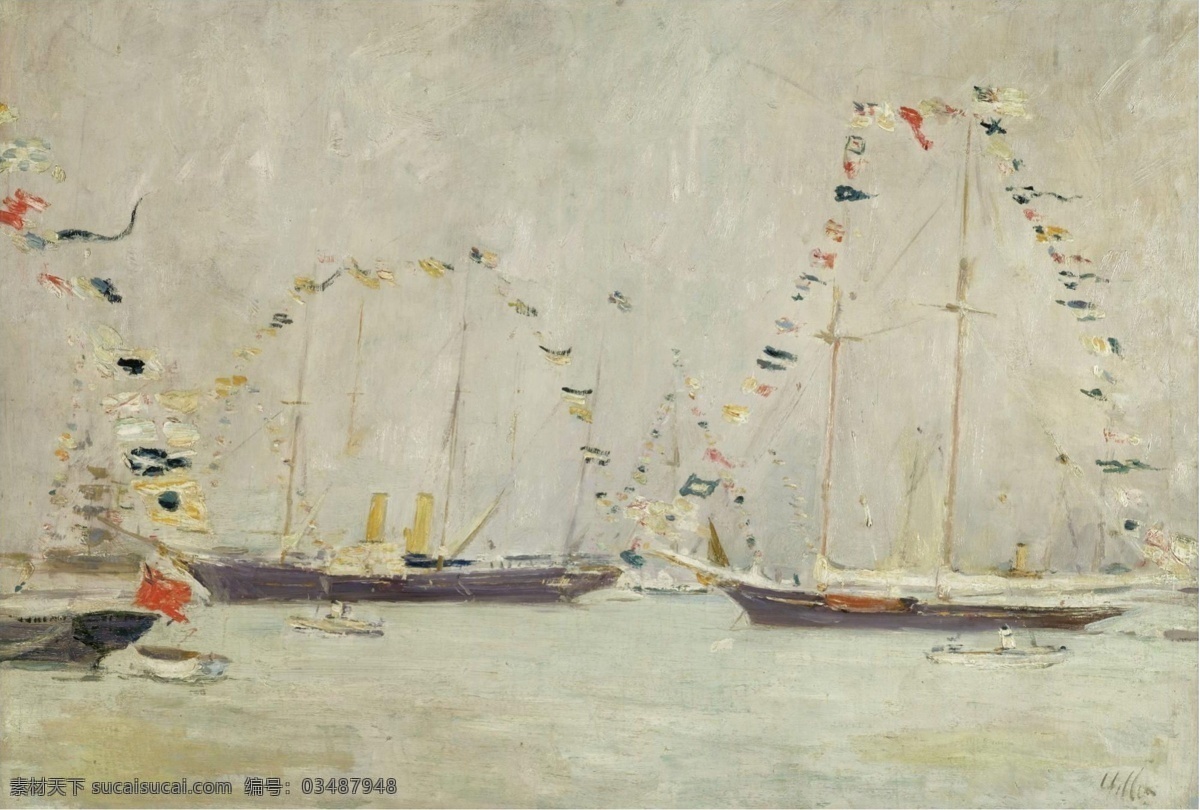 ensigns 大师 画家 风景画 静物 油画 建筑 装饰画 with yachts helleu cesar paul 人物 高清 西方 国外 现代 家居装饰素材