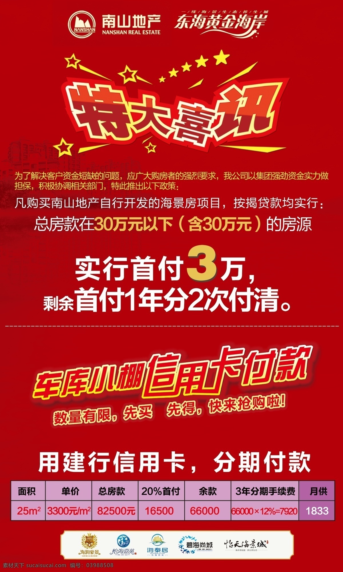 分期付款 广告设计模板 特大喜讯 喜讯 信用卡 源文件 展板模板 地产 促销 展板 模板下载 地产促销展板 首付 快来抢购 其他展板设计