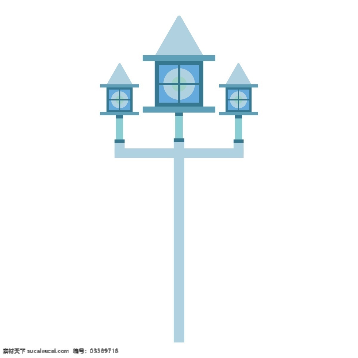 蓝色 路灯 街灯 北欧 插画 风格 简约 手绘 矢量 免 扣 免扣 人行道灯柱 电灯 照明设备 明亮