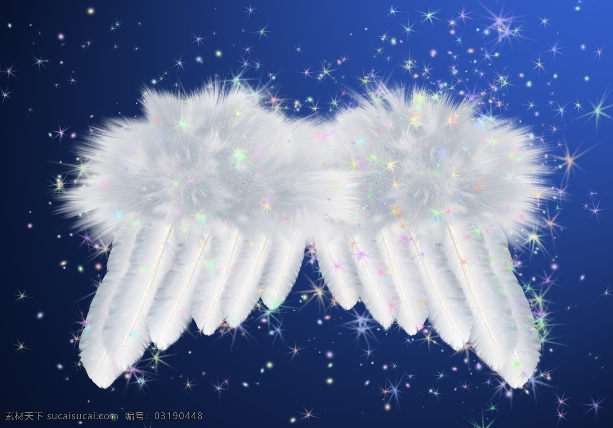 天使 翅膀 白色翅膀 天空背景 星星 天使之翅 psd源文件