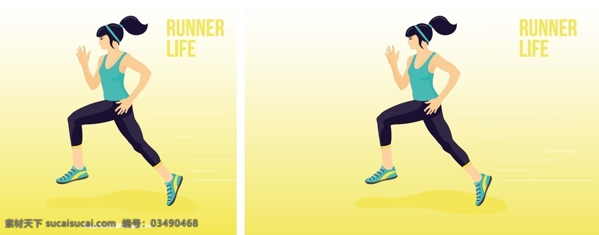 一个 黄色 背景 上 奔跑 女人 体育 健身 健康 跑步 运动 训练 生活方式 运动员 锻炼 健康的身体