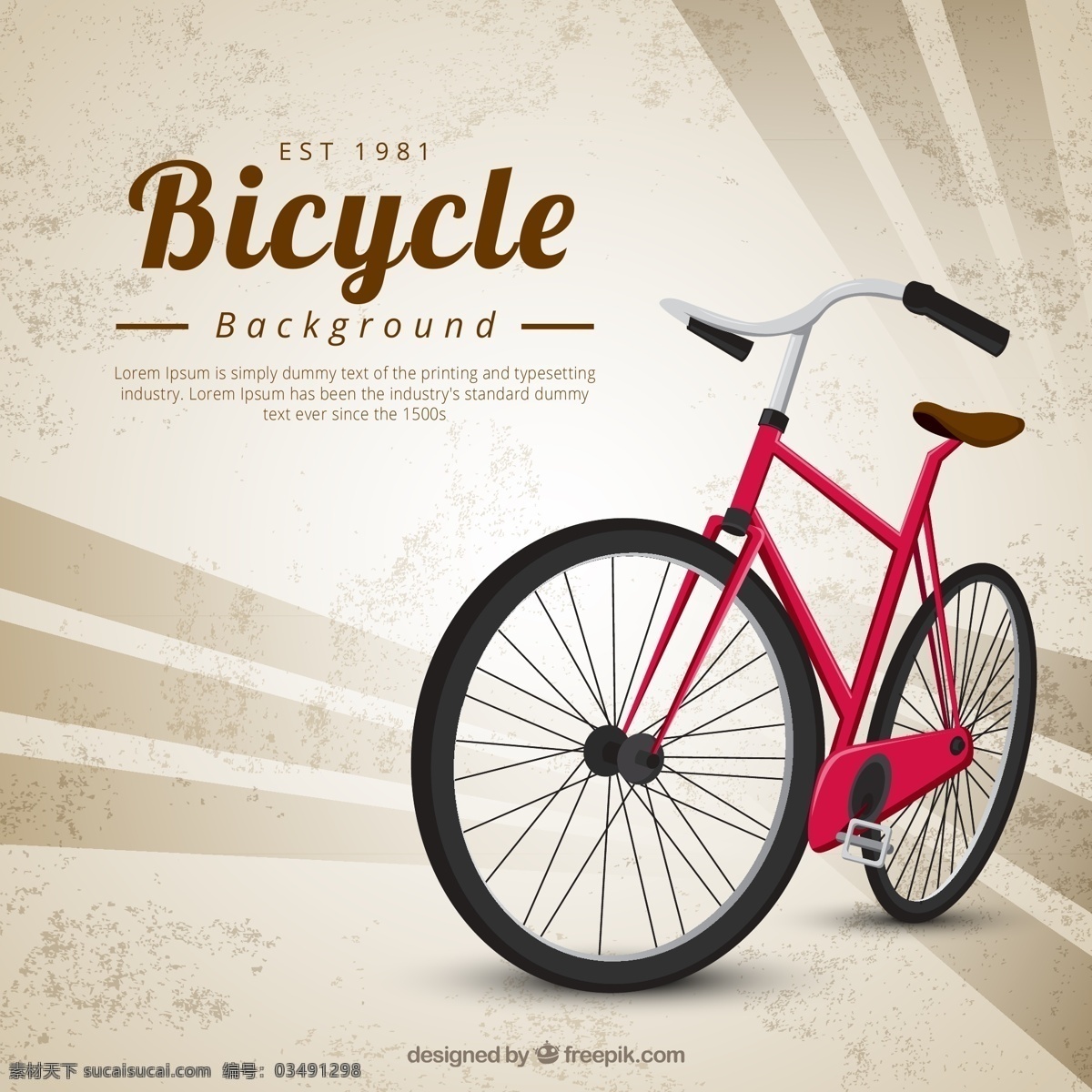 矢量 自行车 自行车素材 复古背景 白色