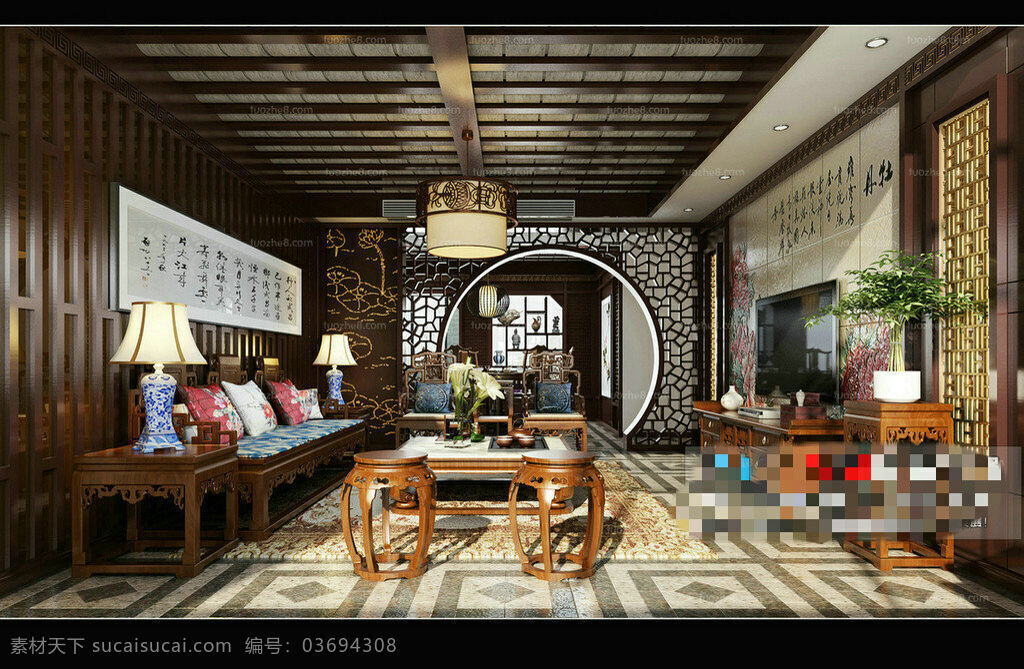 复古 客厅 3d 模型 3dmax 建筑装饰 客厅装饰 室内装饰 装饰客厅 装饰 黑色