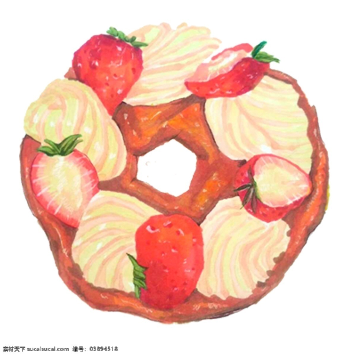 圆形 草莓 奶油 甜甜 圈 免 抠 图 草莓甜甜圈 面包 蛋糕 奶油蛋糕 卡通 披萨 免抠图 夹心
