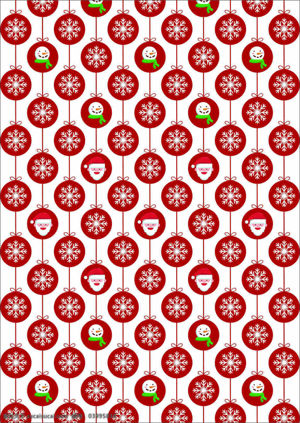 圣诞节 圣诞挂球 圣诞老人 雪人 红色圆球 雪花