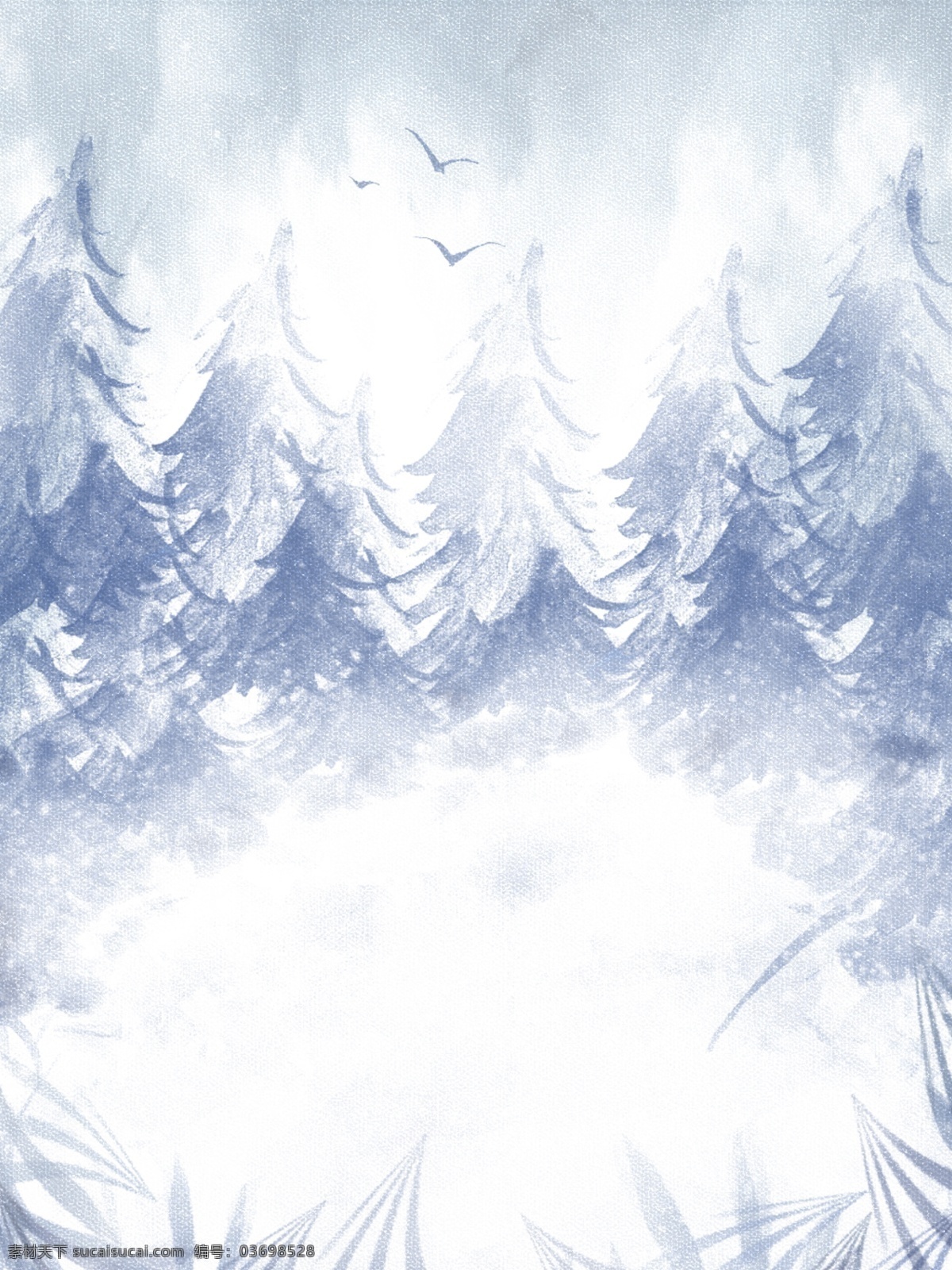 原创 手绘 铅笔画 蓝色 雪地 森林 海报 背景 森林背景 抽象背景 下雪 冬天背景 冬季背景 雪地背景 寒冷背景