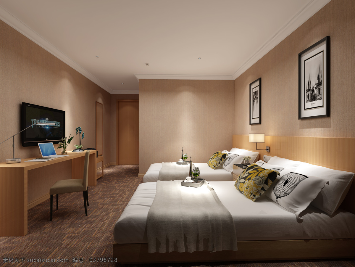 酒店客房 星级酒店 酒店 现代风格酒店 客房 双人房 双人客房 室内设计 3d设计 室内模型