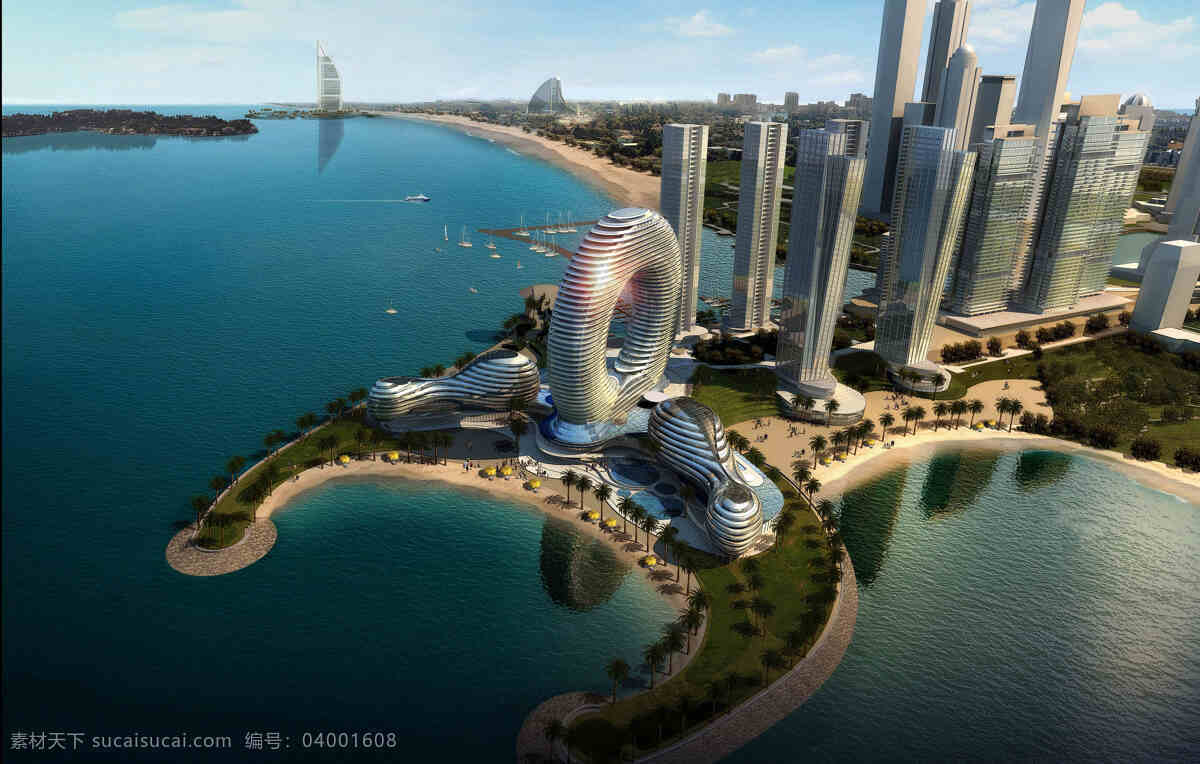 酒店效果图 迪拜 酒店 效果图 建筑 海滨 建筑设计 环境设计