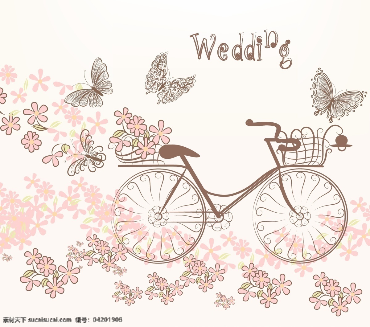 鲜花单车 浪漫单车 手绘单车 单车印花 菊花 百合花 夏季 鲜花 单车 自行车 交通工具设计 底纹边框 背景底纹