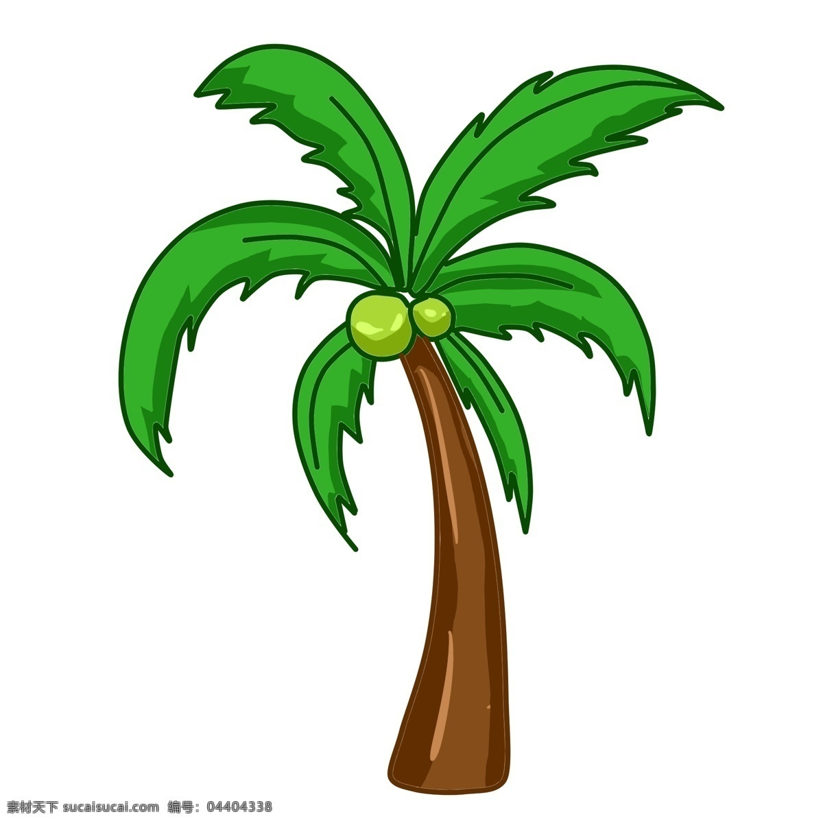 绿色 卡通 椰子树 大树 植物