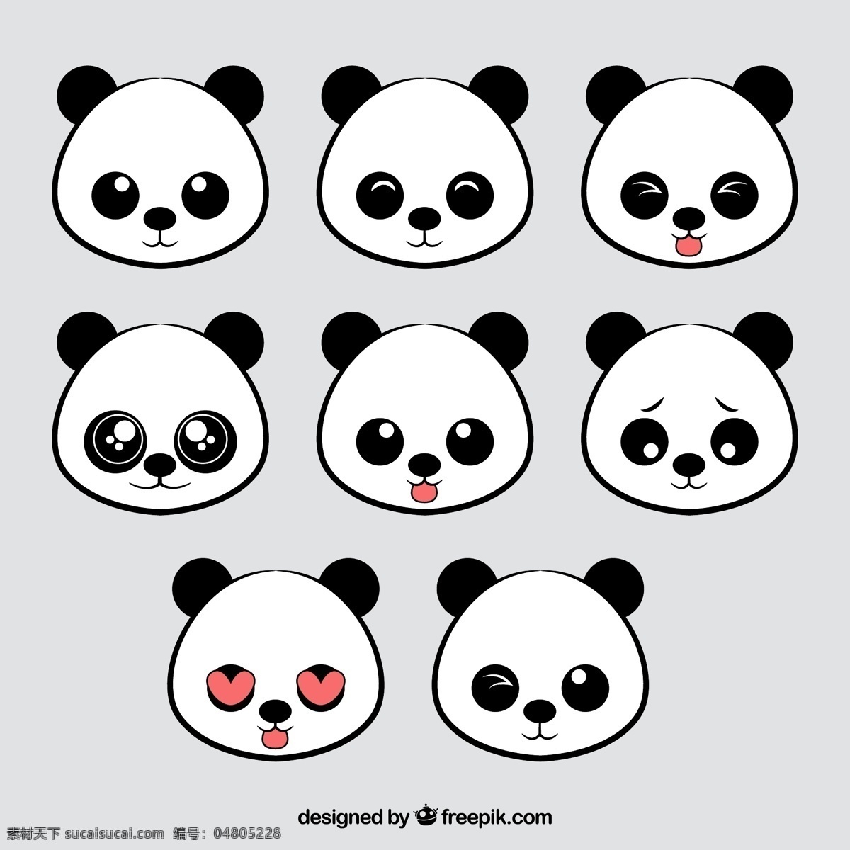 矢量 卡通 熊猫 元素 装饰 表情 包 图案 集合 矢量熊猫 卡通熊猫 熊猫元素 熊猫装饰 熊猫图案 可爱熊猫 扁平化 彩色 表情包 描边