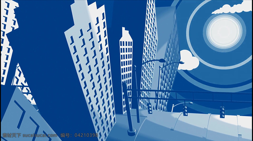蓝色 建筑动画 视频 蓝色建筑动画 视频素材 建筑视频 云朵 城市 都市建筑