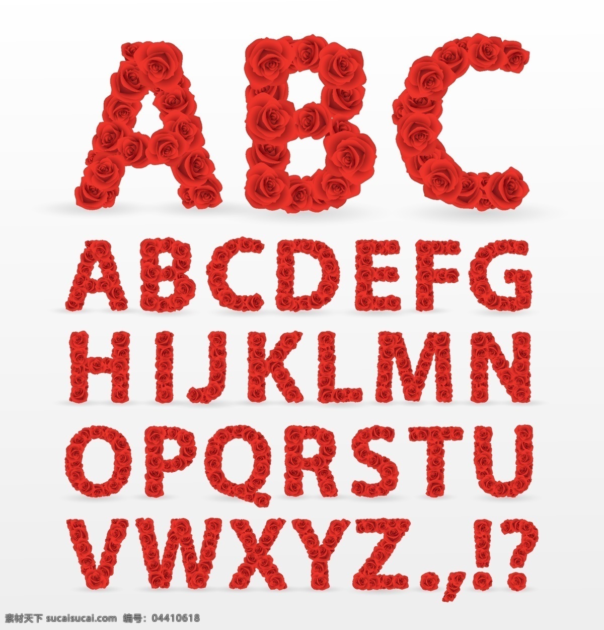红玫瑰 字母 矢量 符号 玫瑰花 英文字母 艺术字 情人节 高清图片