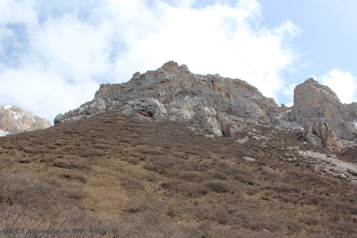 黄龙风光 高清 四川 黄龙 自然景观 高山 白云 山水风景