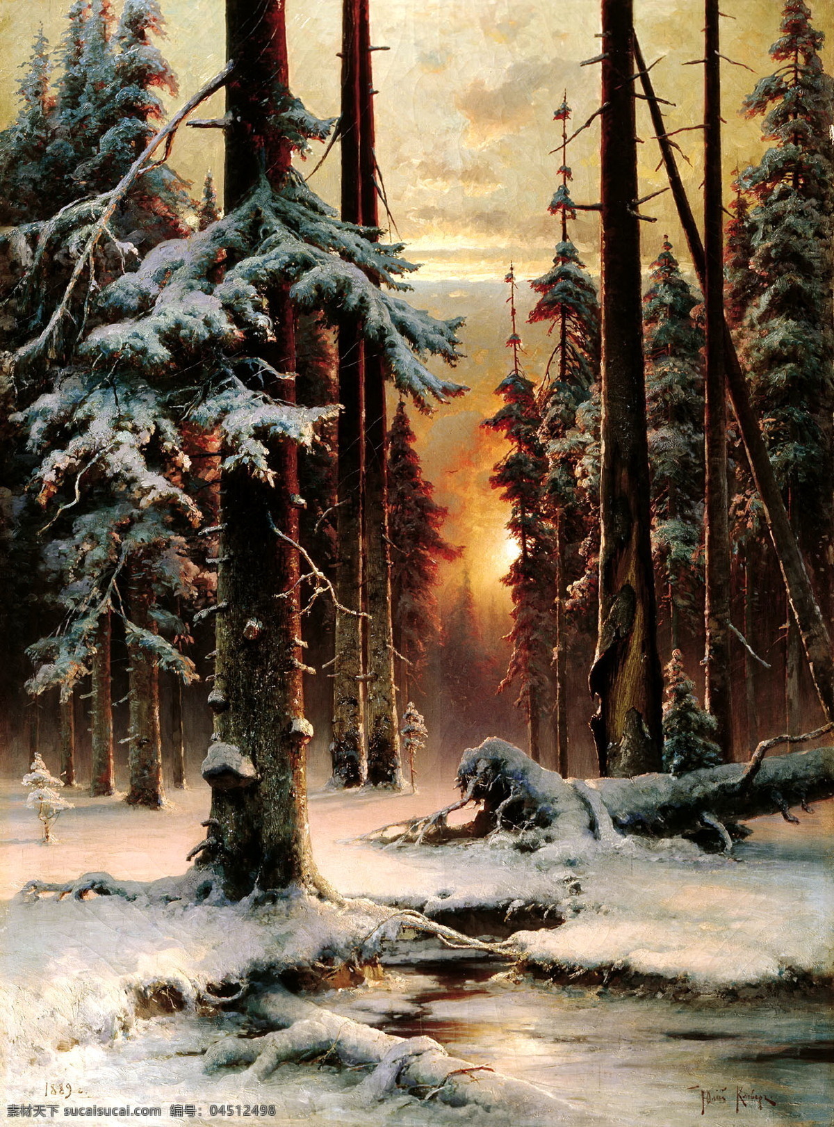 纯手绘油画 风景油画 高清 绘画 绘画书法 树林 树木 雪景 油画 设计素材 模板下载 雪景油画 文化艺术