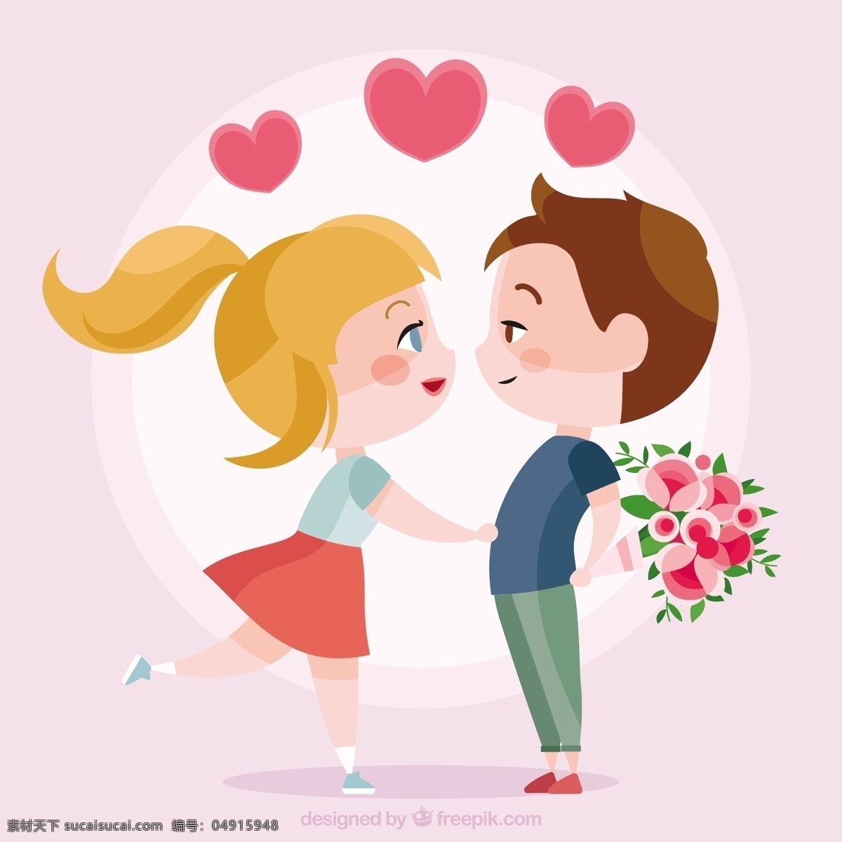 可爱 年轻 情侣 心 爱 情人节 庆祝 情人 孩子 插图 浪漫的 年轻的 可爱的 美丽的花束 天 浪漫 可爱的女孩 爱的夫妇 白色