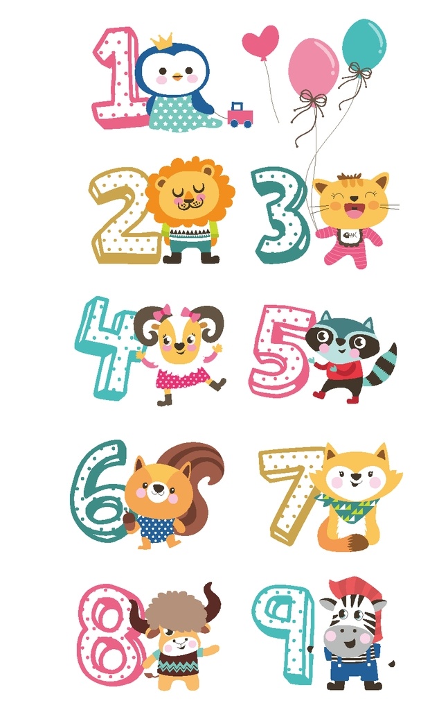 手绘 数字 字母 动物 卡通 儿童 人物 背景 矢量 商务 办公 图标 卡通设计