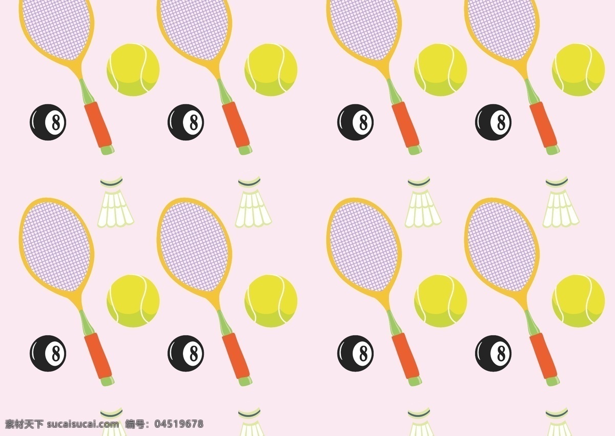 运动器材 网球拍 网球 布花 花布 面料 体育用品 矢量 背景底纹 生活百科
