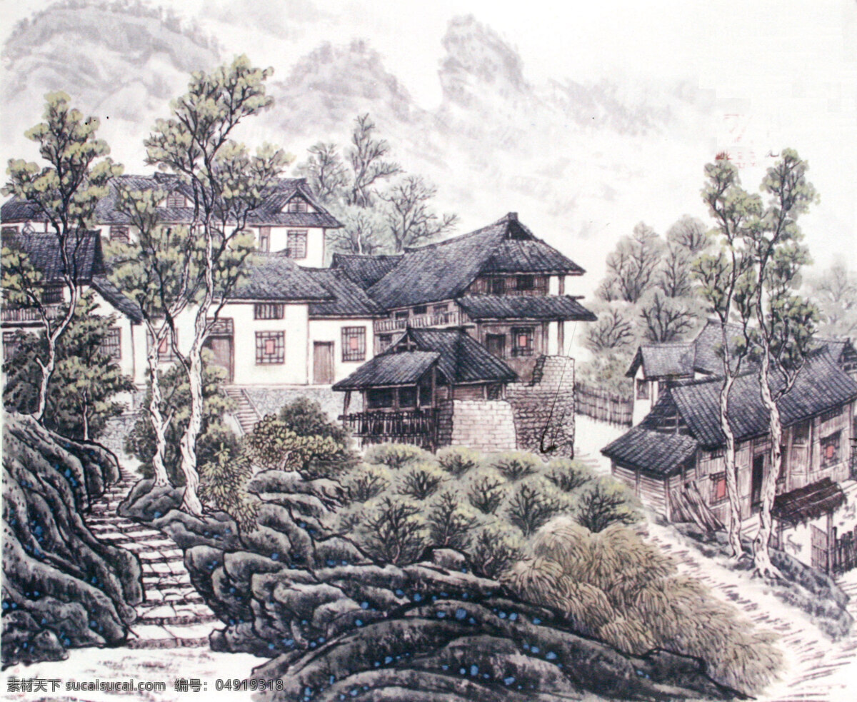 古代建筑 插画 油画 装饰画 国画 无框画 手绘 素描 底纹背景 彩绘 中国风 抽象 艺术 书画文字 文化艺术