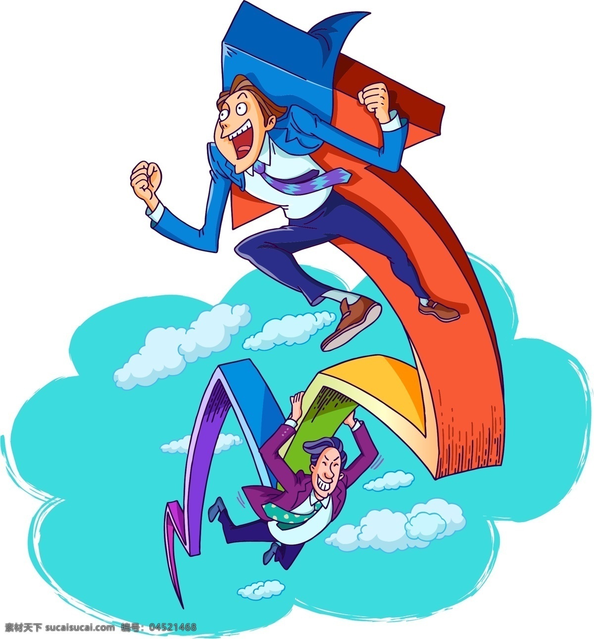 漫画 商界漫画 步步高升 涨 箭头 飞 卡通 上涨 矢量人物 矢量场景 动漫动画 动漫人物