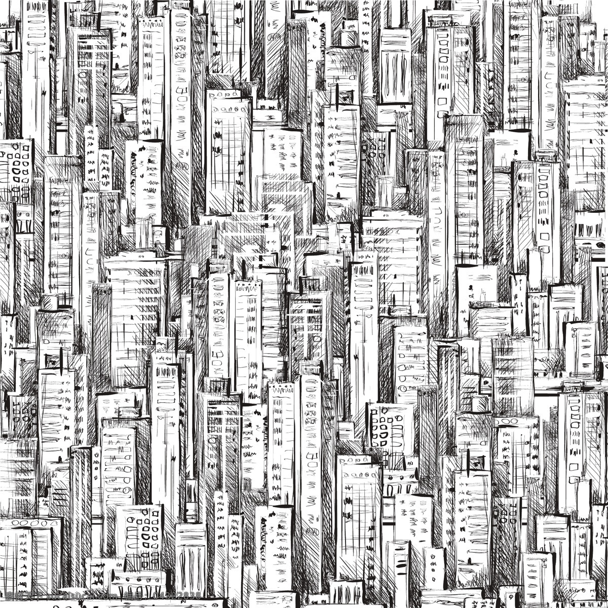 抽象建筑 城市 高楼 抽像 建筑 手绘 灰色