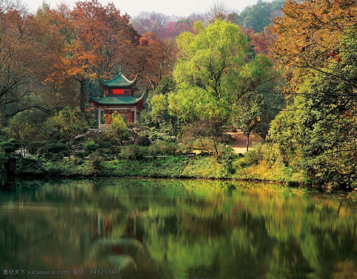 爱晚亭 山 水 亭子 树木 绿树公园 旅游摄影 自然风景 摄影图库 山水