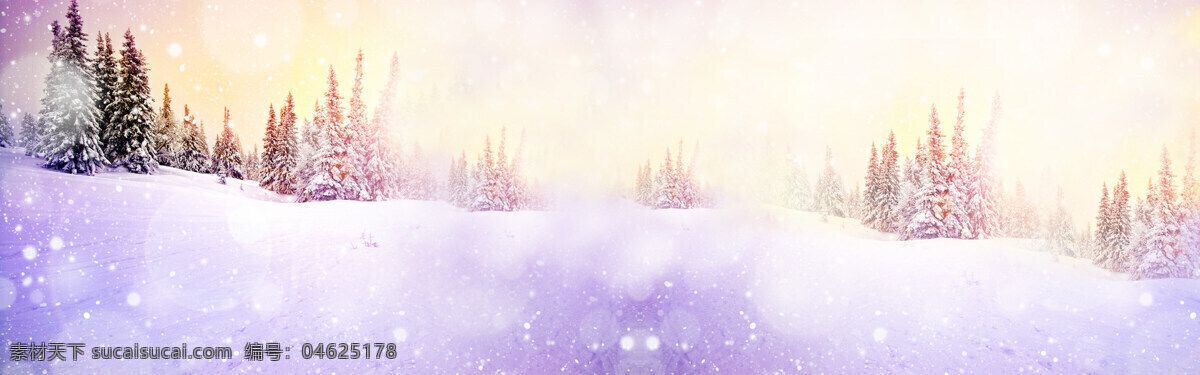 手绘 大树 雪山 背景 banner 冬季 植物