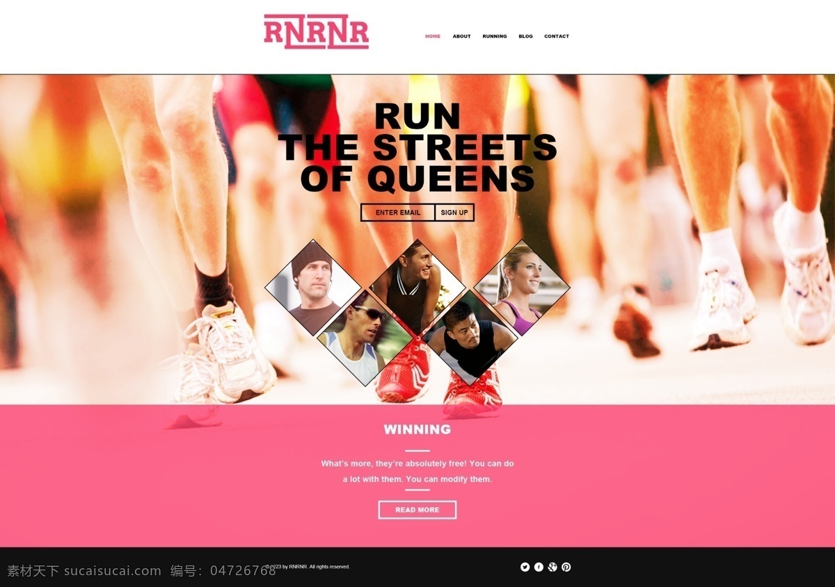 运动 奔跑 粉红 商业 扁平化 网页设计