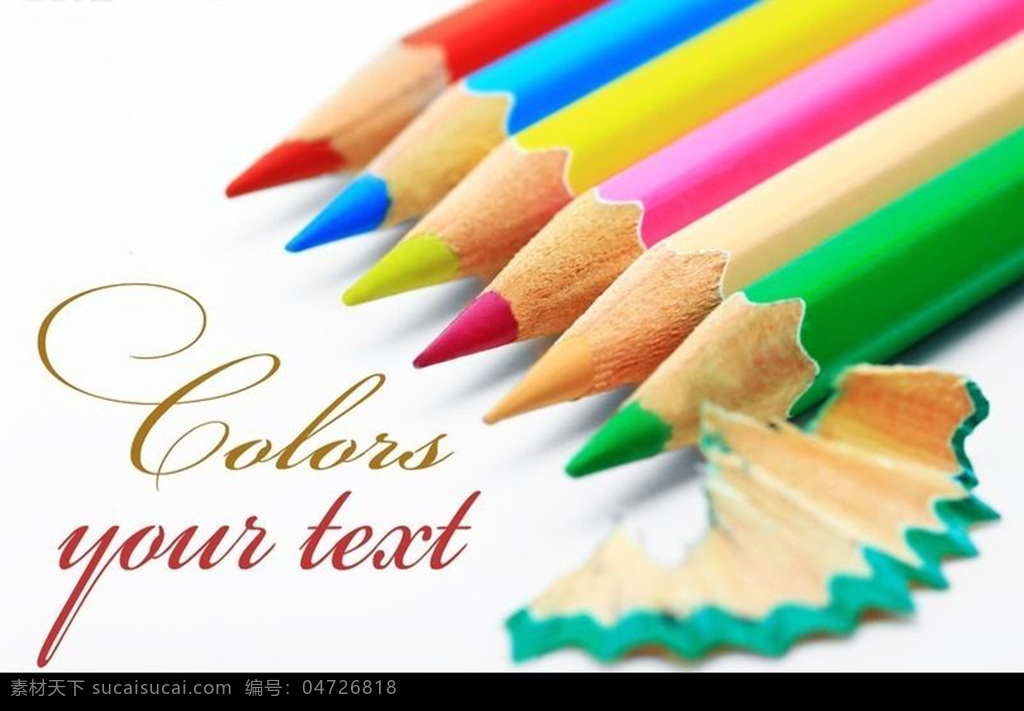 彩色铅笔 铅笔屑 红色铅笔 蓝色铅笔 黄色铅笔 粉红铅笔 浅黄铅笔 绿色铅笔 摄影图片 学习用品 白色