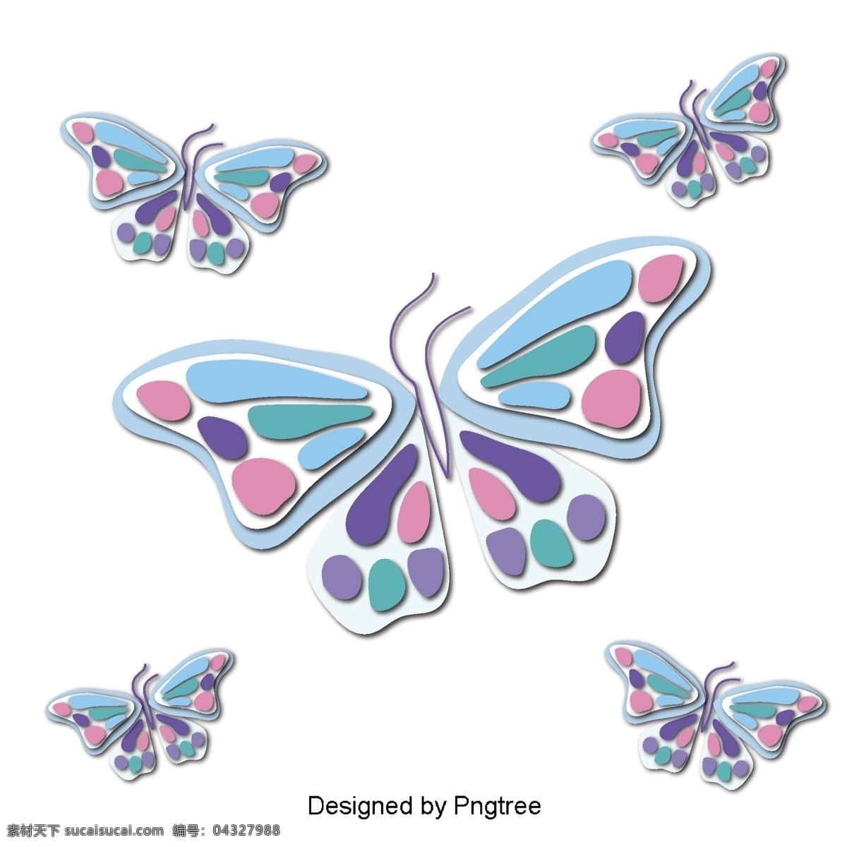 美丽 的卡 通 可爱 手绘 彩色 蝴蝶 翅膀 漂亮 卡通 平面 颜色 幻想 装饰