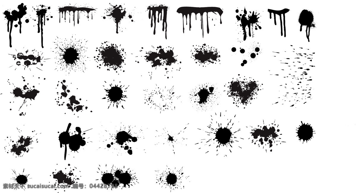 黑白 元素 系列 矢量 喷墨 扩散 墨点 墨迹 矢量素材 肥牛牛 矢量图 其他矢量图
