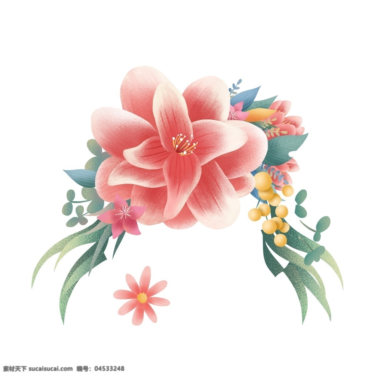彩绘 花朵 图案 元素 花束 花丛 简约 彩绘花朵 花朵图案 手绘 创意元素 手绘元素 psd元素