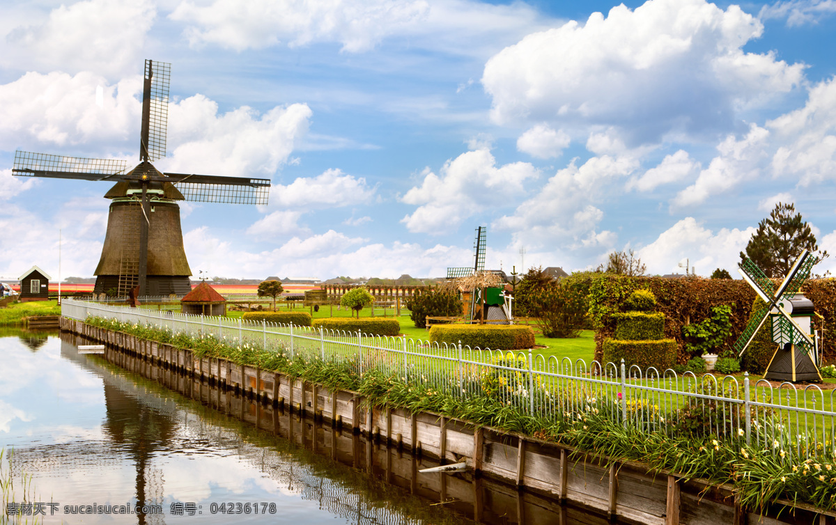 荷兰风光 荷兰 风光 自然风光 荷兰旅游 欧洲风光 蓝天 白云 草地 湖边 运河 风车 风情 国外旅游 旅游摄影