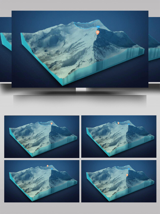 3d 立体 山地 登山 路线 动画 ae 模板 地图 大气 山脉 展示 旋转 散开 组合 光影 动态 片头 转场 过度