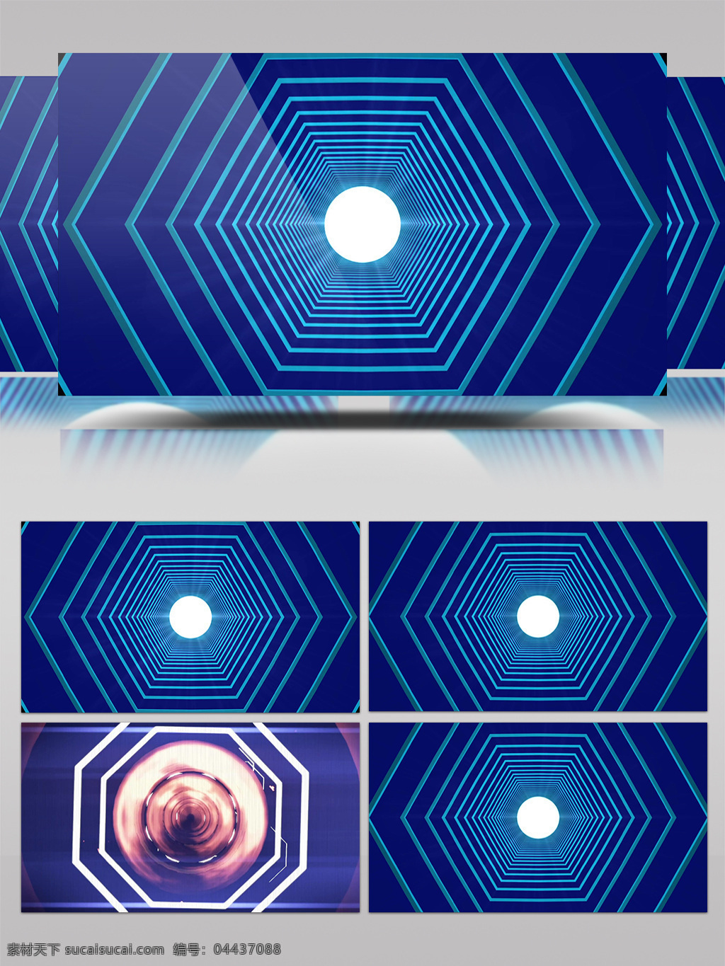 蓝色 隧道 拉近 视频 渐变 六边形 视频素材 动态视频素材