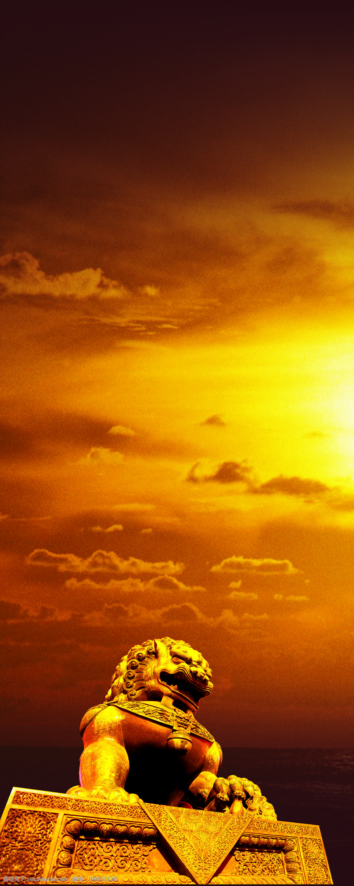 天空与狮子 金色 夕阳 云彩 狮子 自然景观 自然风景 摄影图库