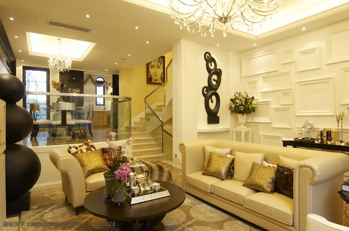 现代 高级 客厅 白色 条状 水晶灯 室内装修 图 客厅装修 浅色沙发 白色背景墙