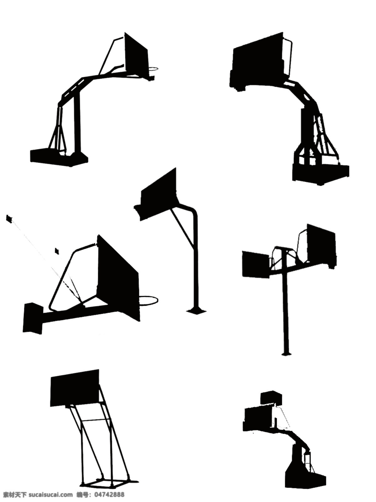 运动器材 篮球 框 剪影 简约 黑白 运动 篮球框 健身