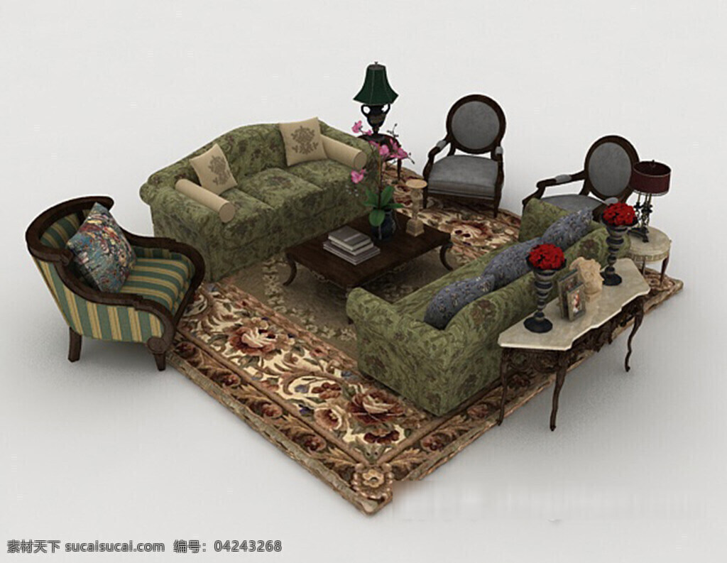 田园 花朵 组合 沙发 3d 模型 3d模型 3d模型下载 欧式风格 室内设计 现代风格 室内家装 中式风格模型