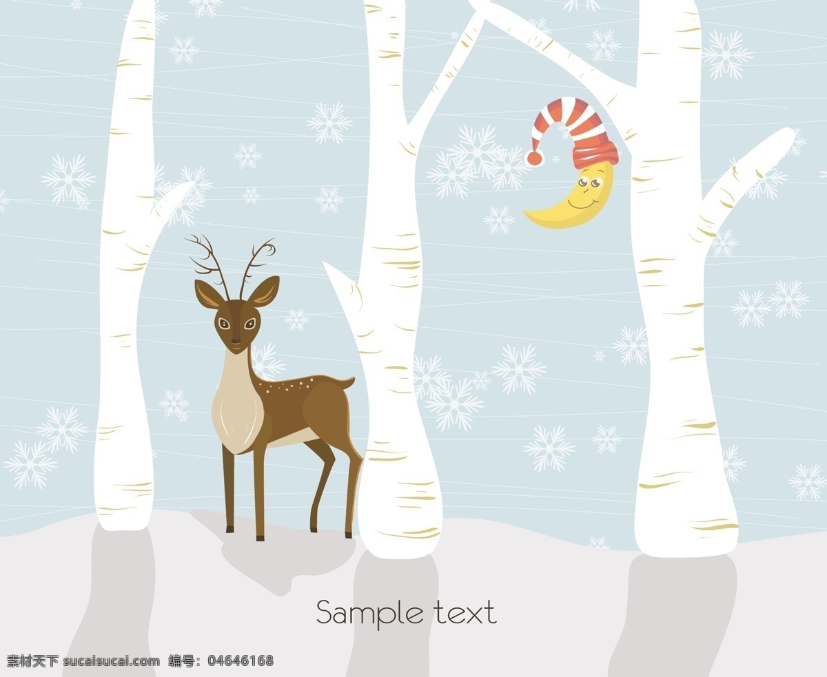 森林 圣诞节 卡片 矢量 好看 矢量素材 底纹背景 装饰背景 广告背景 白桦树