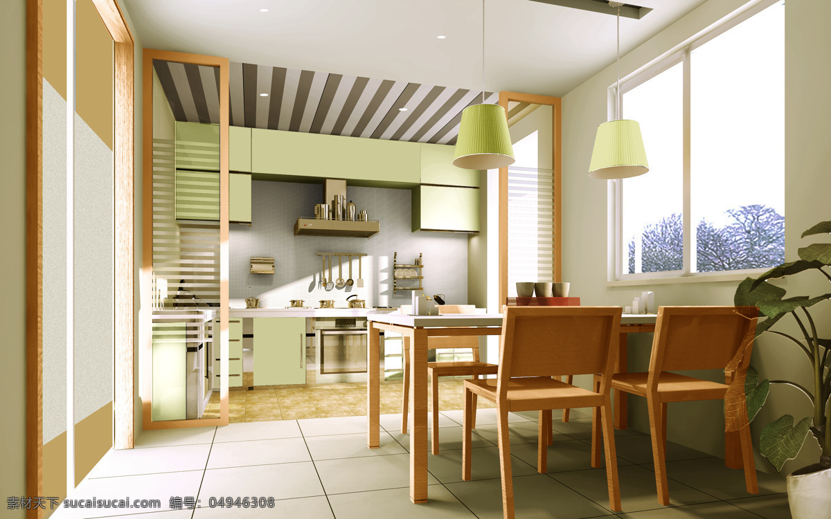 餐厅 厨房 橱柜 环境设计 家装 室内设计 现代风格 现代 风格 家装设计 效果图 设计素材 模板下载 餐桌椅 资料 家居装饰素材