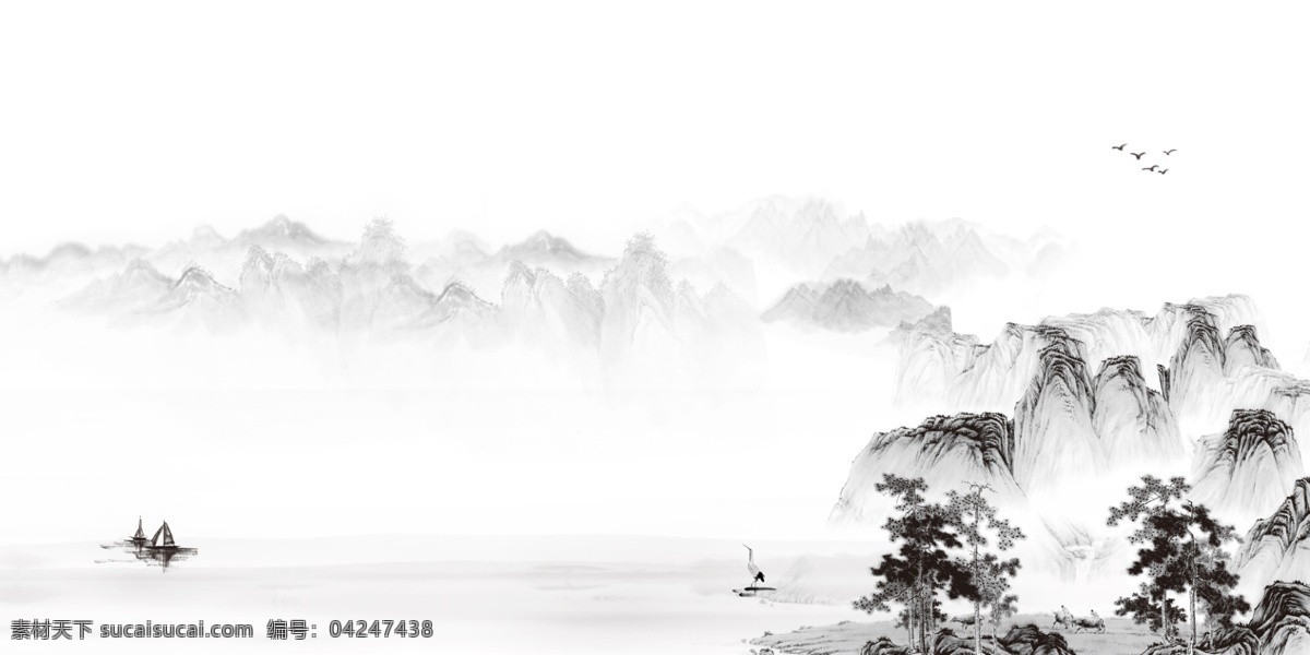 山水 古风 背景图 荷花 水墨画 水墨画素材 水墨画背景 水墨画元素 中国传统元素 水墨画展板 插画 静 宁静 寂静 封面