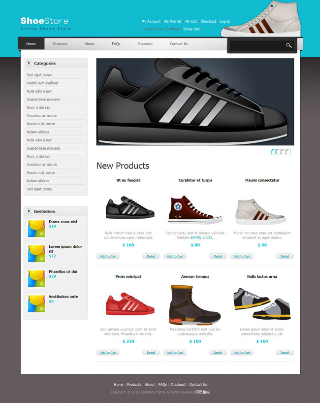 鞋子 电子商务 html 网站 模板 国外简洁 网上 买 商城 全站 网页素材 网页模板