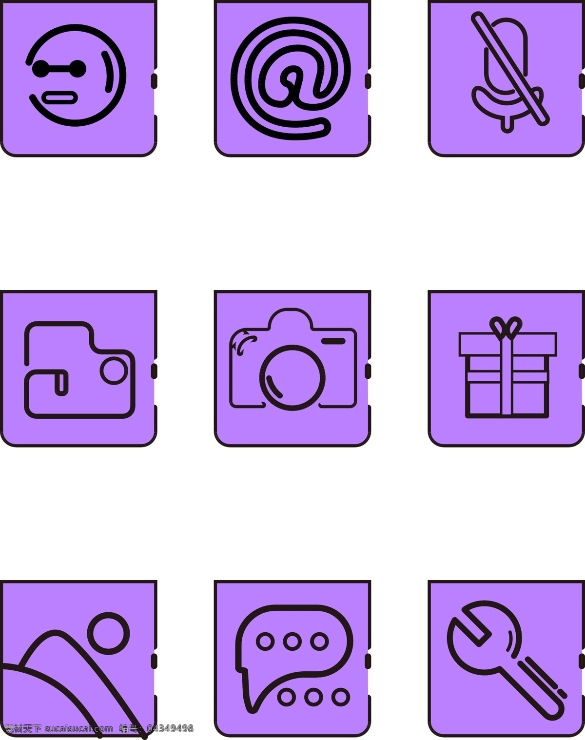手机 主题 紫色 卡通 app 小 图标素材 手机小图标 ai素材 卡通app