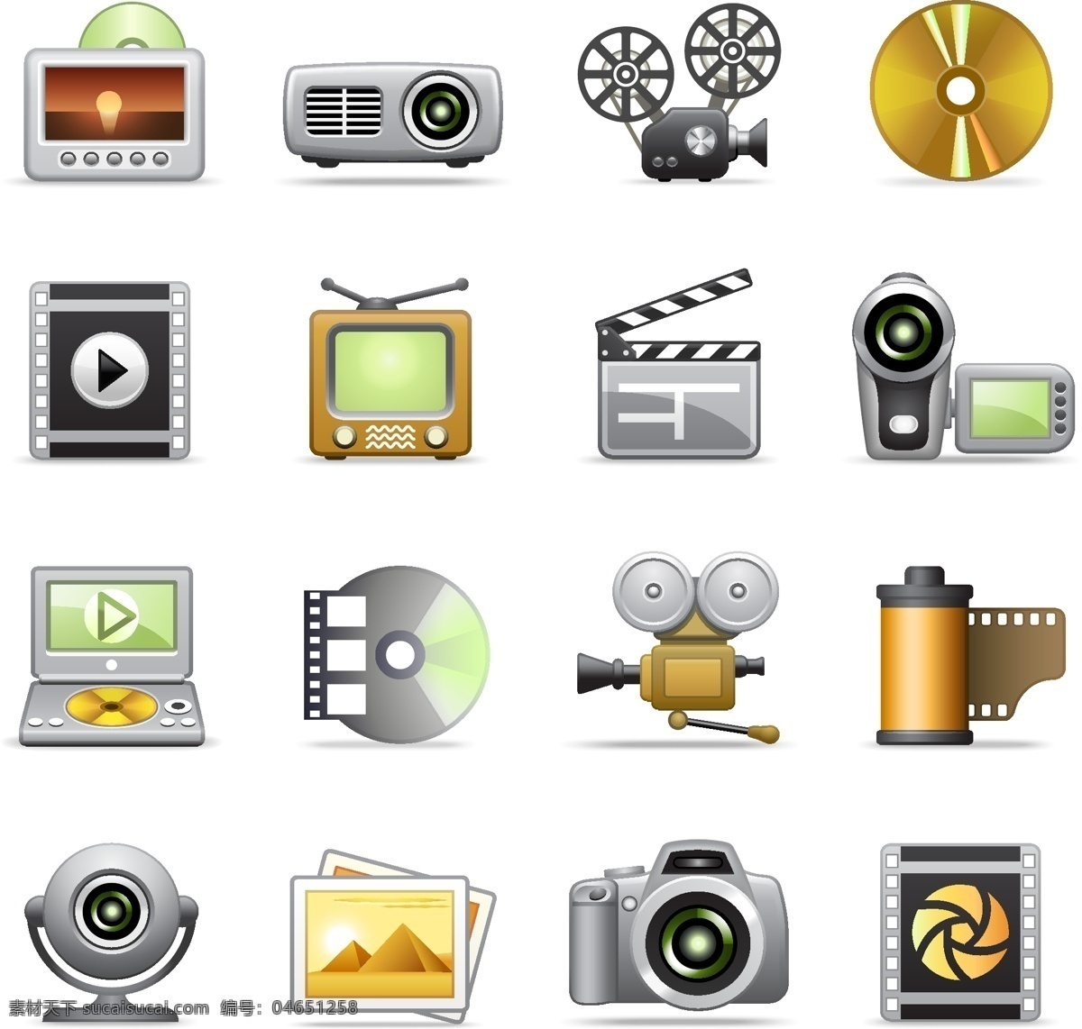 icon 图标 app素材 ui 播放 胶卷 摄像头 投影仪 相机 矢量图 其他矢量图
