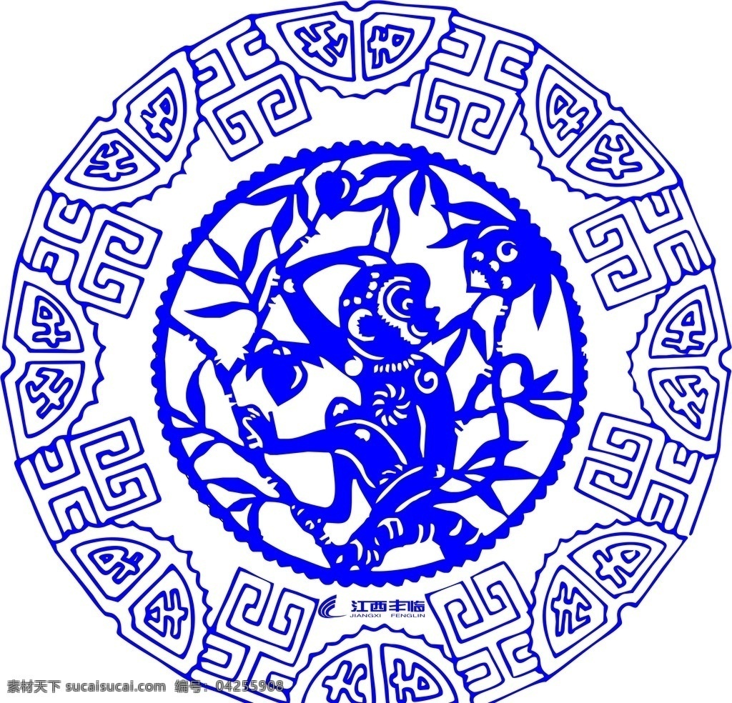 手绘 盘子 图案 猴年 青花瓷 彩绘盘子 吉祥物 纪念品 瓷盘图案 国画猴子